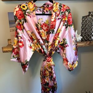 Satin floral robe